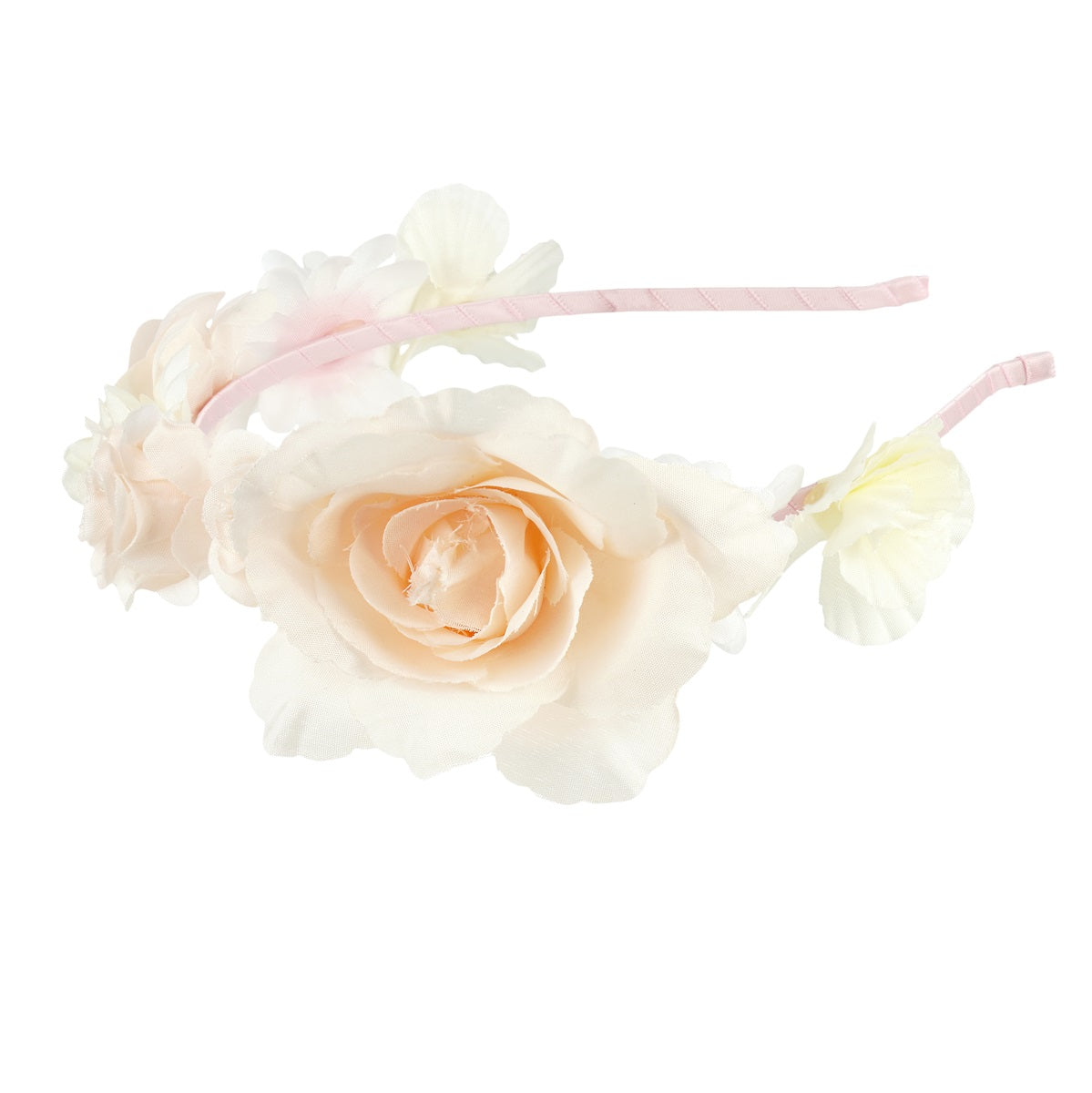 Diadeem Isa bloemen, gebroken wit