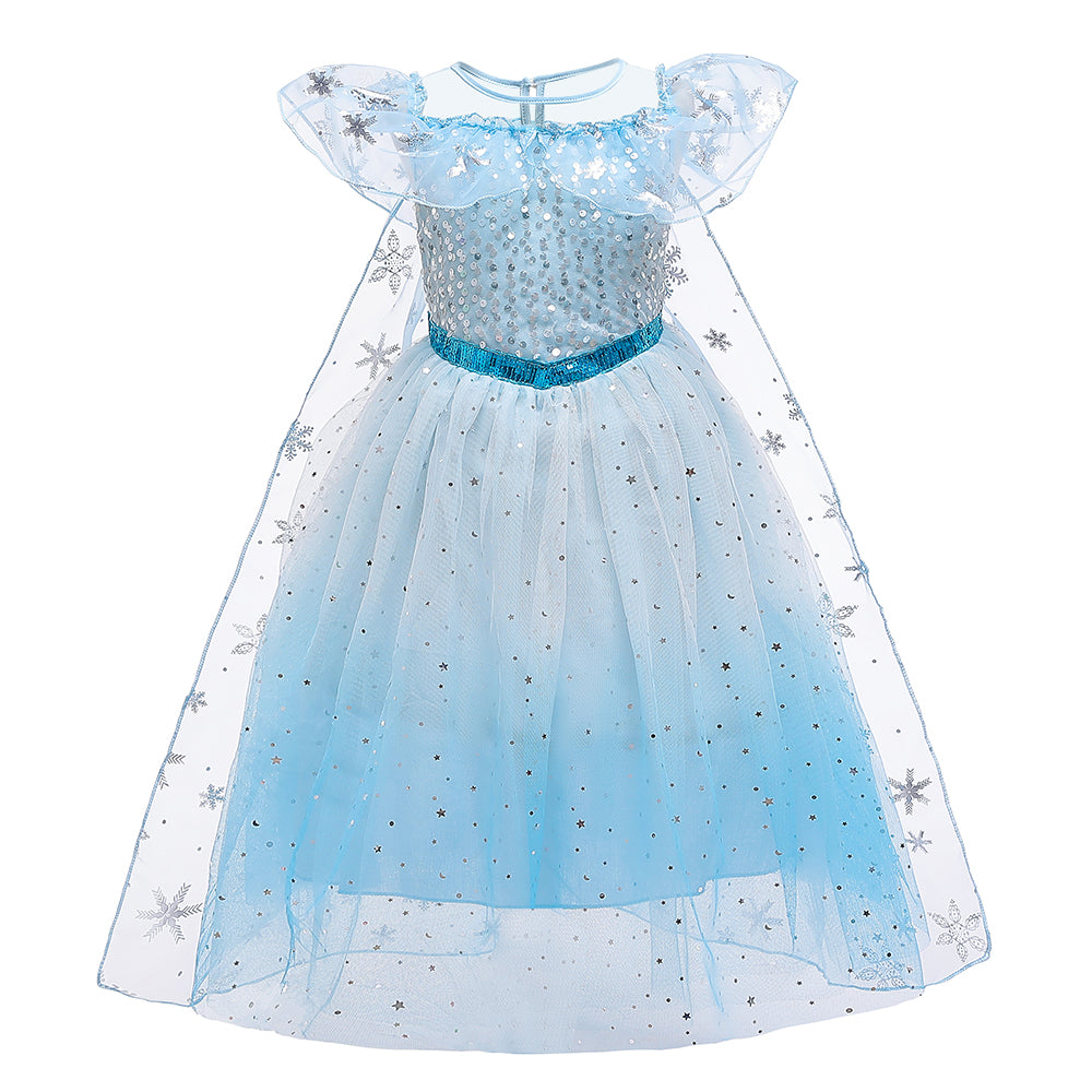 Blauwe Elsa kristallen jurk